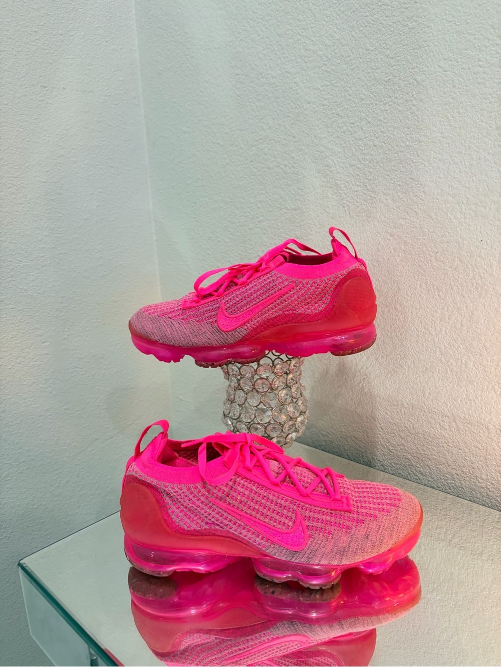 Nike Women's Bright Pink Knit Air VaporMax Sneakers
